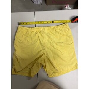 Lands End Mens Yellow Swim Trunks Mesh Lined Elastic Waist Shorts Size L 36-38